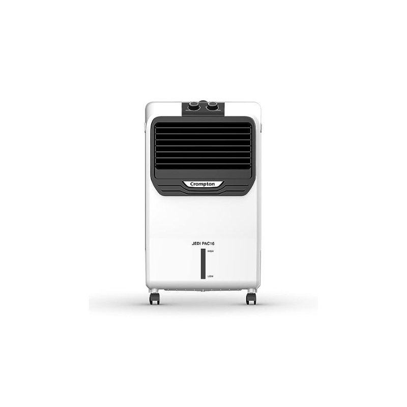 Crompton Jedi PAC Personal Air Cooler- 16L, with Everlast Pump, 4-Way Air Deflection and Honeycomb Pads, White & Black,ACGC-JEDIPAC16