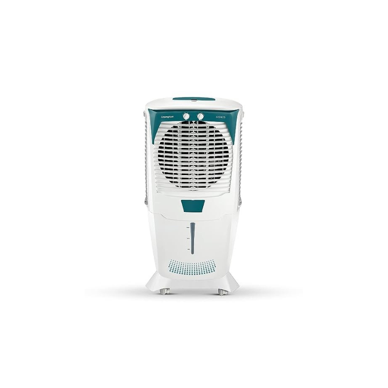 Crompton Ozone 75-Litre Inverter Compatible Desert Air Cooler with Honeycomb Pads for Home and Commercial (White and Teal)