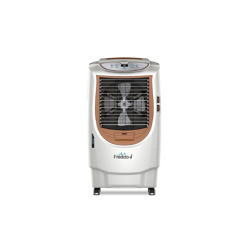 Havells Freddo-i 70 Litres Desert Air Cooler with Honeycomb Pads, Powerful Air-Delivery, Electronic Panel with Remote (70L, White & Brown)