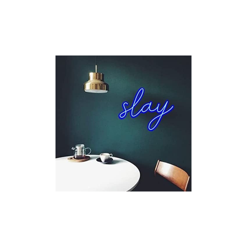 Slay LED Neon Signs Light (10 x 10 inches) LED Art Decorative Sign - Wall Decor/Table Decor, Home Decor for Wedding Party Kids Room Living Room House Bar Pub Hotel (Blue)