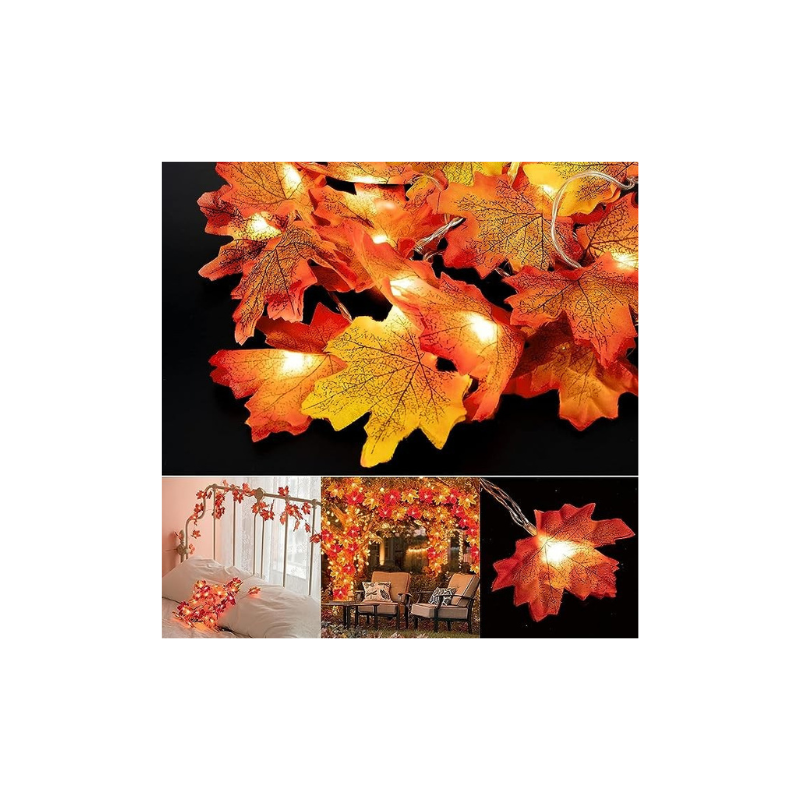 VELOCIOUS String Lights Maple Leaf Light Twinkle Hanging Lighting Decorations for Indoor Outdoor Garden Party Décor Gradient Color (14 Lights)