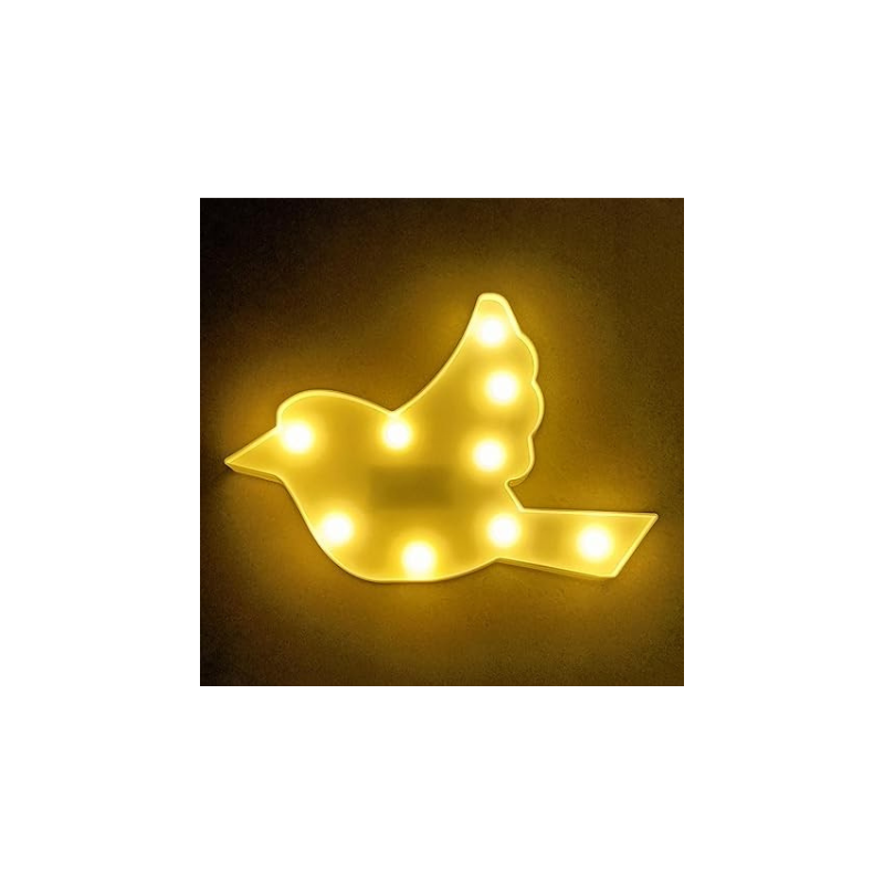 VRB Dec™ Night Light LED Marquee Sign-Baby Light-Battery Operated Nursery Lamp, Decorative Light for Kid's Room/Party/Home/Wall Décor Party Light and Wall Lamp (Pack of 1) (White Bird Shape)