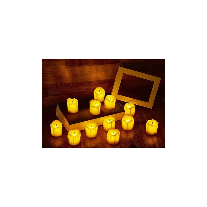 Desidiya® Acrylic LED Tea Light Candles for Diwali Christmas Home Decoration (Pack of 12)