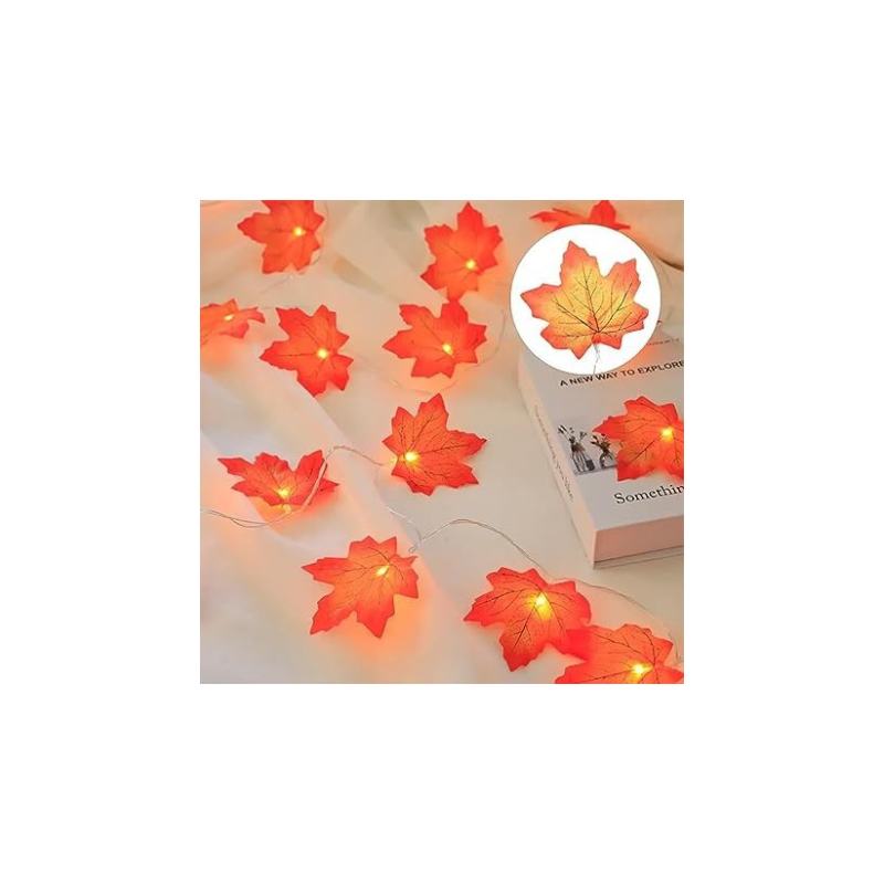 REFULGIX Maple Leaves String Lights, LED Fairy Light with 14 Maple Leaves Lights, Fun Fairy Garden Maple Light for Beach Home Bedroom Birthday Décor (3 Meter 14 led Warm White)