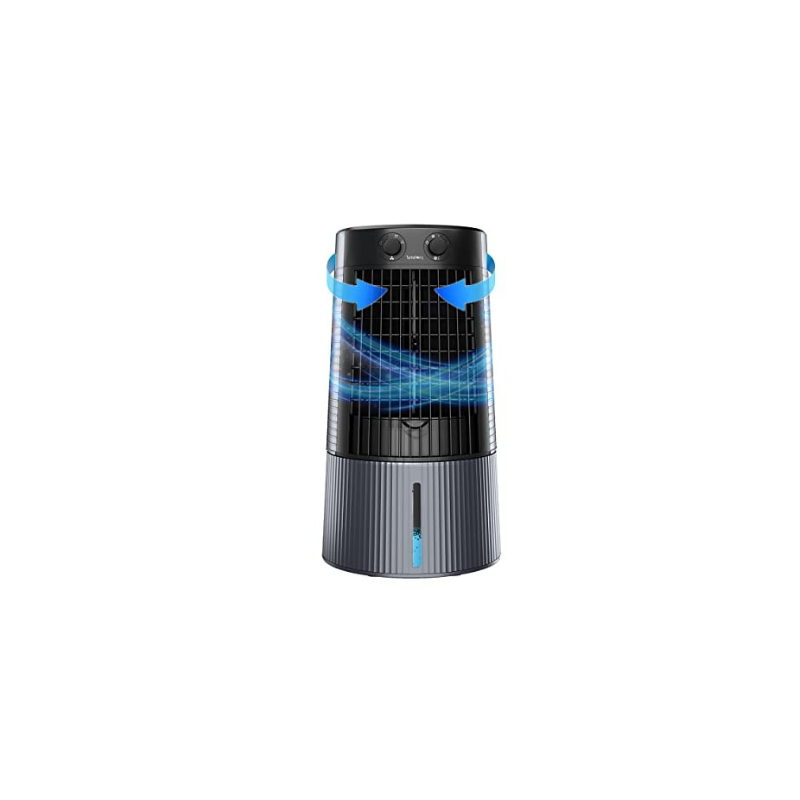 Symphony Duet Personal Tower Cooling Fan For Home and Office with Honeycomb Pad, Powerful Blower, Auto Rotation and Low Power Consumption (6L, Grey)
