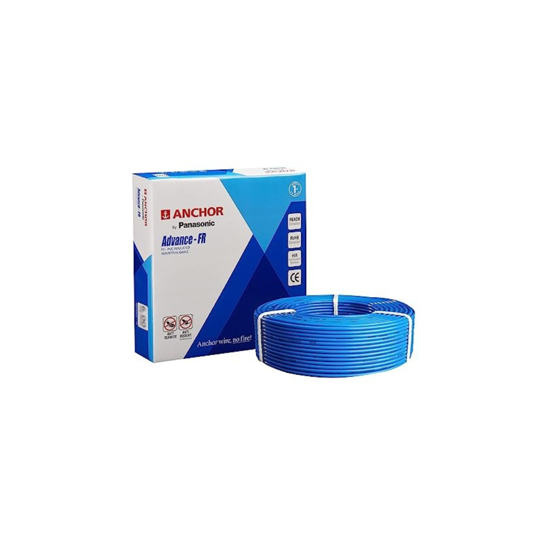 Anchor by Panasonic Advance Fire Retardant 1.5 Sq mm Electrical Wire | High Voltage 90 Meter Power Wire |  1100V Electrical Wire (Blue)