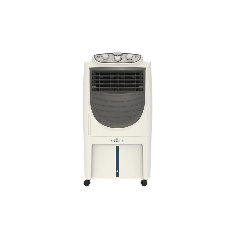 Havells Fresco 32 Litres Personal Air Cooler; Knob panel; Odour Free Honeycomb Pad; Ice Chamber, Auto Drain; Humidity Control and Powerful Air Delivery (White -Grey)