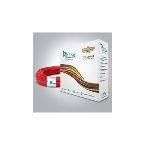 SYSKA PVC WFRD511003 FR-1 sq mm Cables (90 m, red)