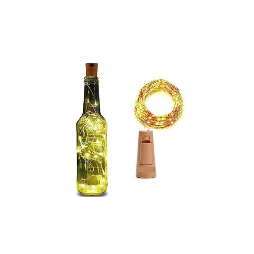 Lexton 20 LED Wine Bottle Cork Lights Copper Wire String Lights, 2M/7.2FT Battery Powered DIY (Warm White, 1 Piece) (Lex-Cork-String-Light)