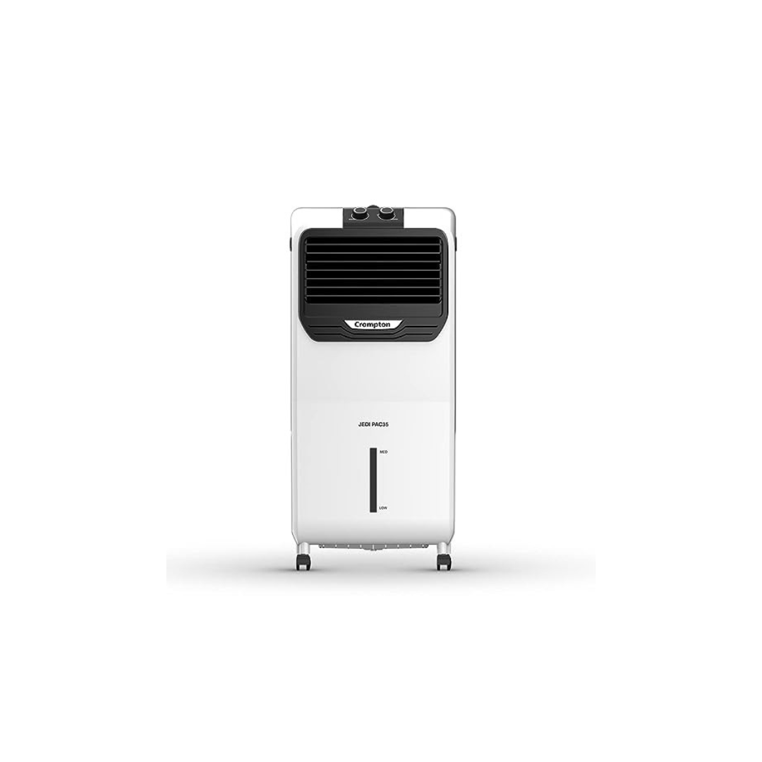 Crompton Jedi PAC Personal Air Cooler- 35L, with Everlast Pump, 4-Way Air Deflection and Honeycomb Pads, White & Black,ACGC-JEDIPAC35