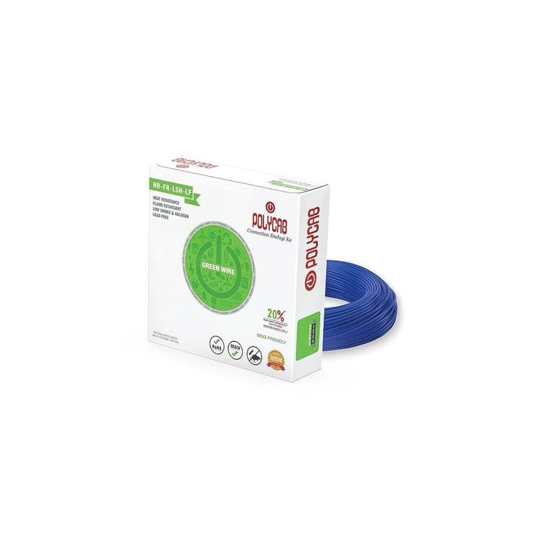 Polycab Eco-Friendly Greenwire PVC Insulated Copper Cable for Domestic & Industrial Connections Electric Wire (GREEN, 90m, 1sqmm)