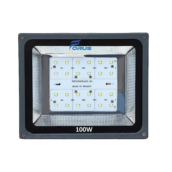 Forus 100W LED Flood Light with 10 Years Warranty, Cool White, Waterproof Outdoor Flood Light with Superior Brightness and More Electricity Saving Feature, Durable Periphery & Boundary Wall Light