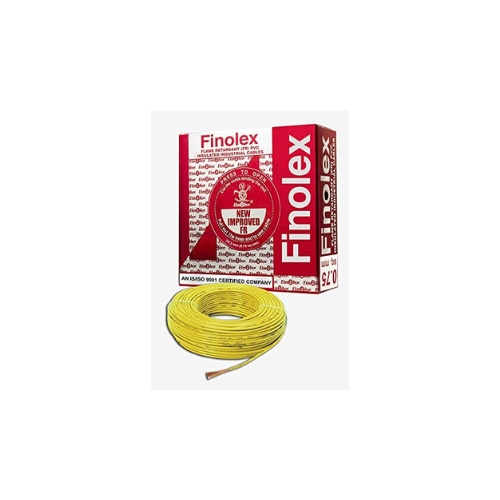 Finolex FR PVC Silver 1.5 SQ.MM Insulated Wire for Industrial & Domestic Use | Home Electric Wires | Yellow Color 90 Meter