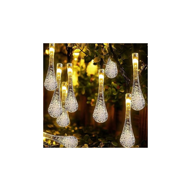 Desidiya® Fairy 14 Water LED Drop String Lights for Diwali, Birthday, Festival, Wedding, Party for Home, Patio, Lawn, Restaurants Home Decoration (Warm White-Plug-in)