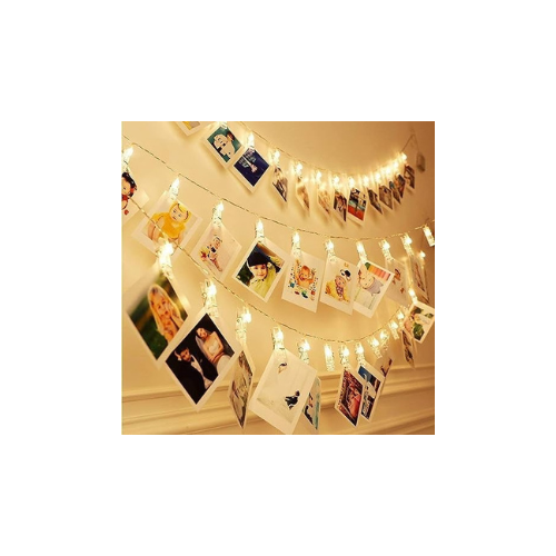 Crackles LED Photo String Lights- 10 Photo Clips Fairy Lights, Lights for Birthday Decoration, Led Light Photo Clips for Home Decoration, Diwali Lights (2 Meter, Warm White 10 Clips)