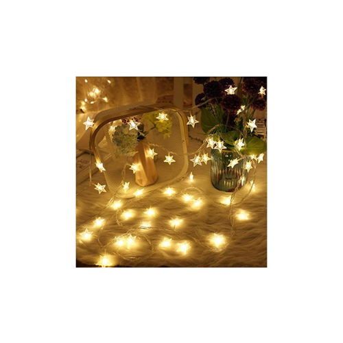 fizzytech 25 LED 4 Meter Star String Lights, Plug in Fairy String Lights Waterproof, Extendable for Indoor, Outdoor, Wedding Party, Christmas Tree, New Year, Garden Decoration, Warm White