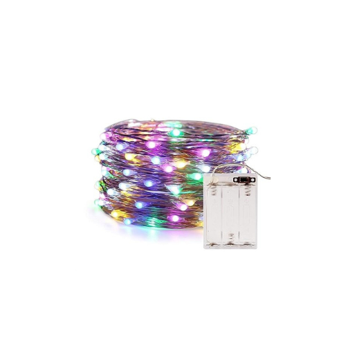 PESCA Copper Multicolor String Lights 3 AA Battery Powered Portable LED Lights (5 Meters 50 LED)