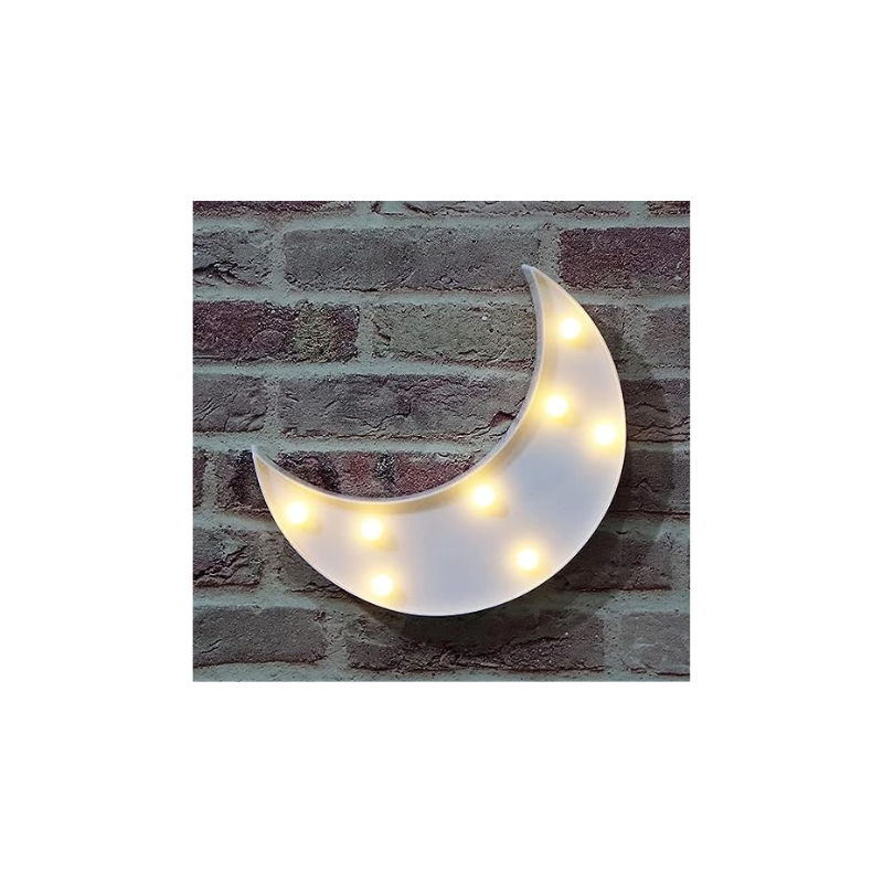 VRB Dec™ Night Light LED Marquee Sign-Baby Light-Battery Operated Nursery Lamp, Decorative Light for Kid's Room/Party/Home/Wall Décor Party Light and Wall Lamp (Pack of 1) (White Moon)