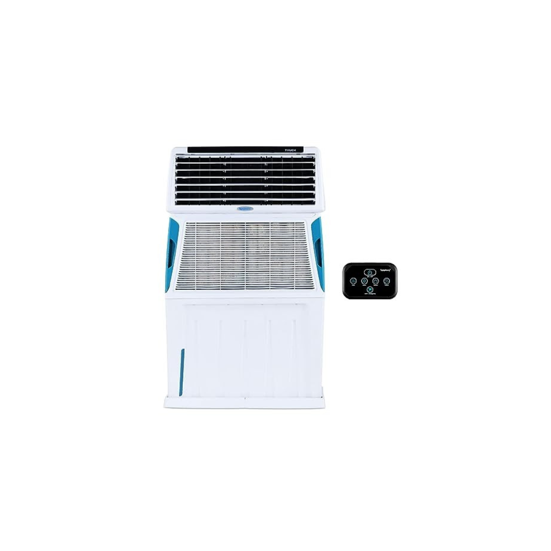 Symphony Touch 110 Personal Air Cooler For Home with 3-Side Cooling Pads, Powerful Blower, i-Pure Technology, Digital Touchscreen and Voice Assistance (110L, White)