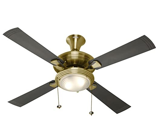 Usha Fontana One 1270mm Ceiling Fan with Decorative Lights (Antique Brass), Black
