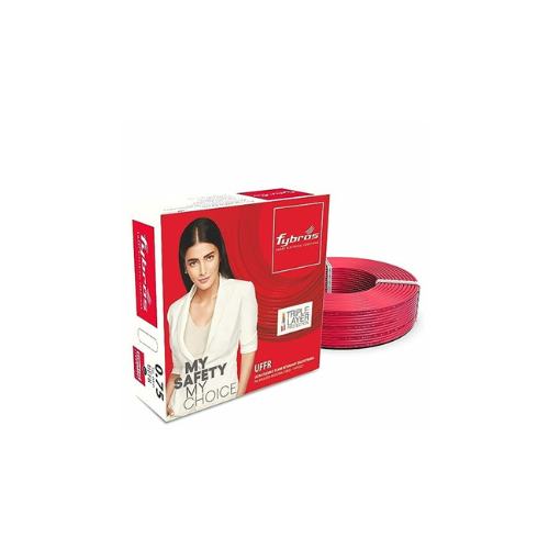 Fybros ULTRA FLEXIBLE FR PVC Insulated 0.75 Sq Mm Wire | UFFR Red Copper Wires & Cables| Cables For wiring | 0.75 Sq Mm Red wire 90 meter| Industrial Wire Cable| Electrical Wire