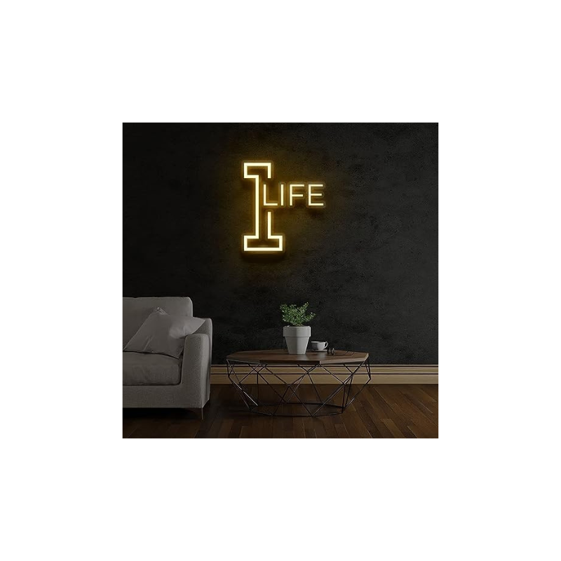 1 Life LED Neon Signs for Wall Decor, Wall Art Decor, Wedding Party Decoration,Decorative for Home Party Living Room,Bedroom, Restaurant,Bar,Pub, Drawing room (16 * 16 inches)