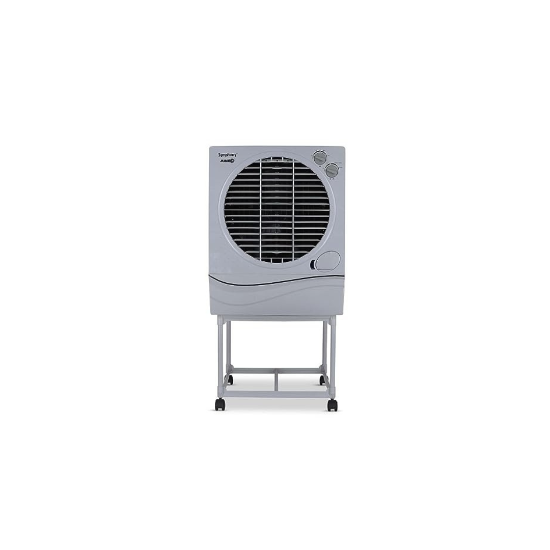 Symphony Jumbo 70 Desert Air Cooler For Home with Aspen Pads, Powerful Fan, Cool Flow Dispenser and Free Trolley(70L, Grey)