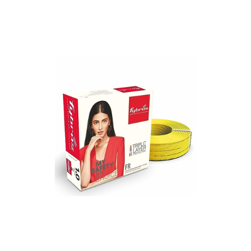Fybros PVC Insulated 1 Sq Mm Wire| Multistrands FR Yellow Copper Wires & Cables| Cables For wiring | 1 Sq Mm sqmm Yellow wire 45 meter| Industrial Wire Cable| Electrical Wire