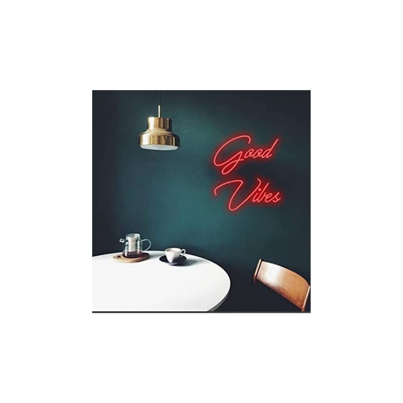 NEON SIGNS INDIA Good Vibes led Light for Home Decorative Sign Wall/Decor for Wedding Party Kids Room/Living Room House/Bar/Pub/Hotel/Restaurant (Red)