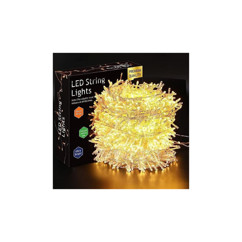Gesto LED String Lights - 19 Meter Fairy Lights with Full View Light LED Bulb - Waterproof & Flexible Copper LED Serial String Lights (Warm White)