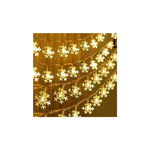 Lexton Snowflake LED String Lights | Decorative Festive Lights | 20 Led Lights | Warm White | Plug Sourced |for Indoor & Outdoor Decorations, Diwali Christmas Wedding, Birthday, Festivals