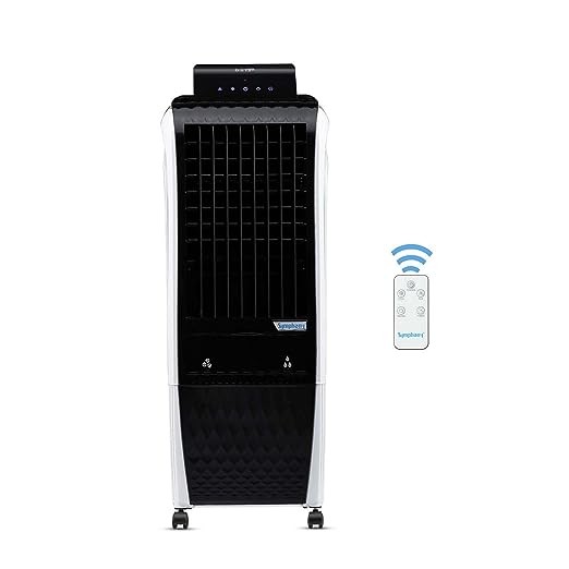 Symphony Diet 3D 20i Portable Tower Air Cooler For Home with 3-Side Honeycomb Pads, Pop-Up Touchscreen, i-Pure Technology and Low Power Consumption (20L, White & Black)