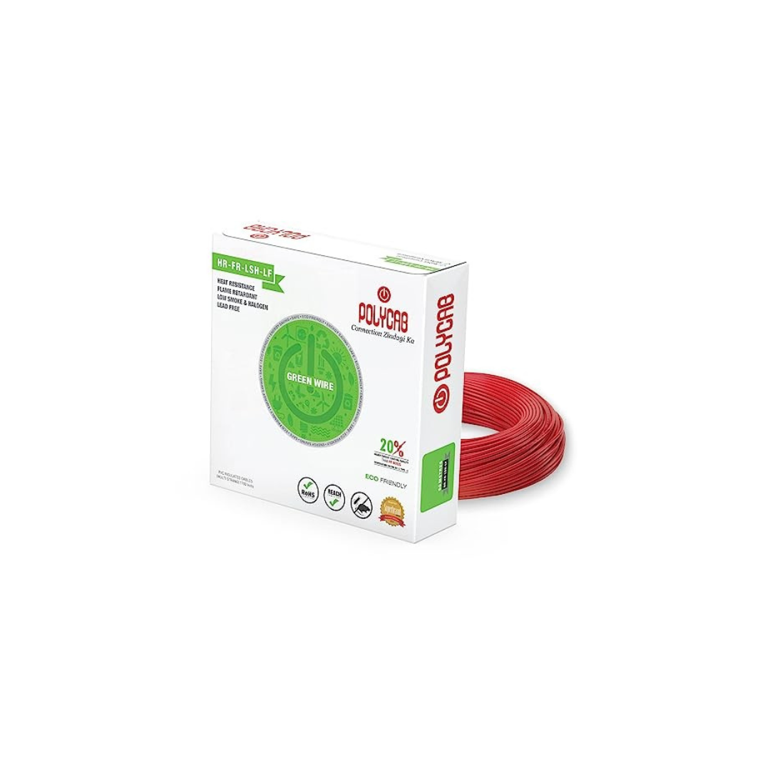 Polycab Eco-Friendly Greenwire PVC Insulated Copper Cable for Domestic & Industrial Connections Electric Wire (RED, 90m, 2.5sqmm)