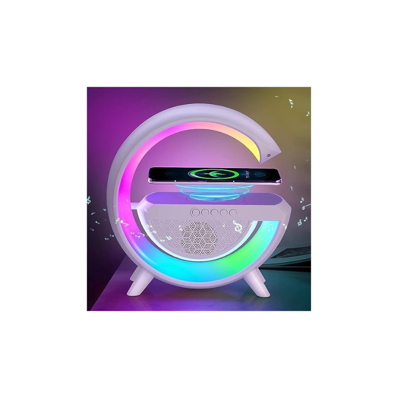 Desidiya  G Speaker Lamp - APP Control 3 in 1 Multi-Function Bluetooth Speaker with Wireless Fast Charging, RGB Light and Sunrise Alarm Clock for Bedroom & Bedside Table