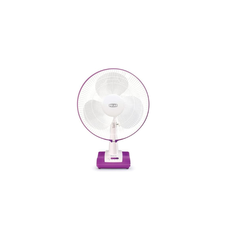 POLAR Annexer Normal Speed 400mm Table Fan White Mauve | Mini Powerful Desktop Table Cooling Fan with 3 Speeds 90° Adjustable Small Personal Cooling Fan for Home Office