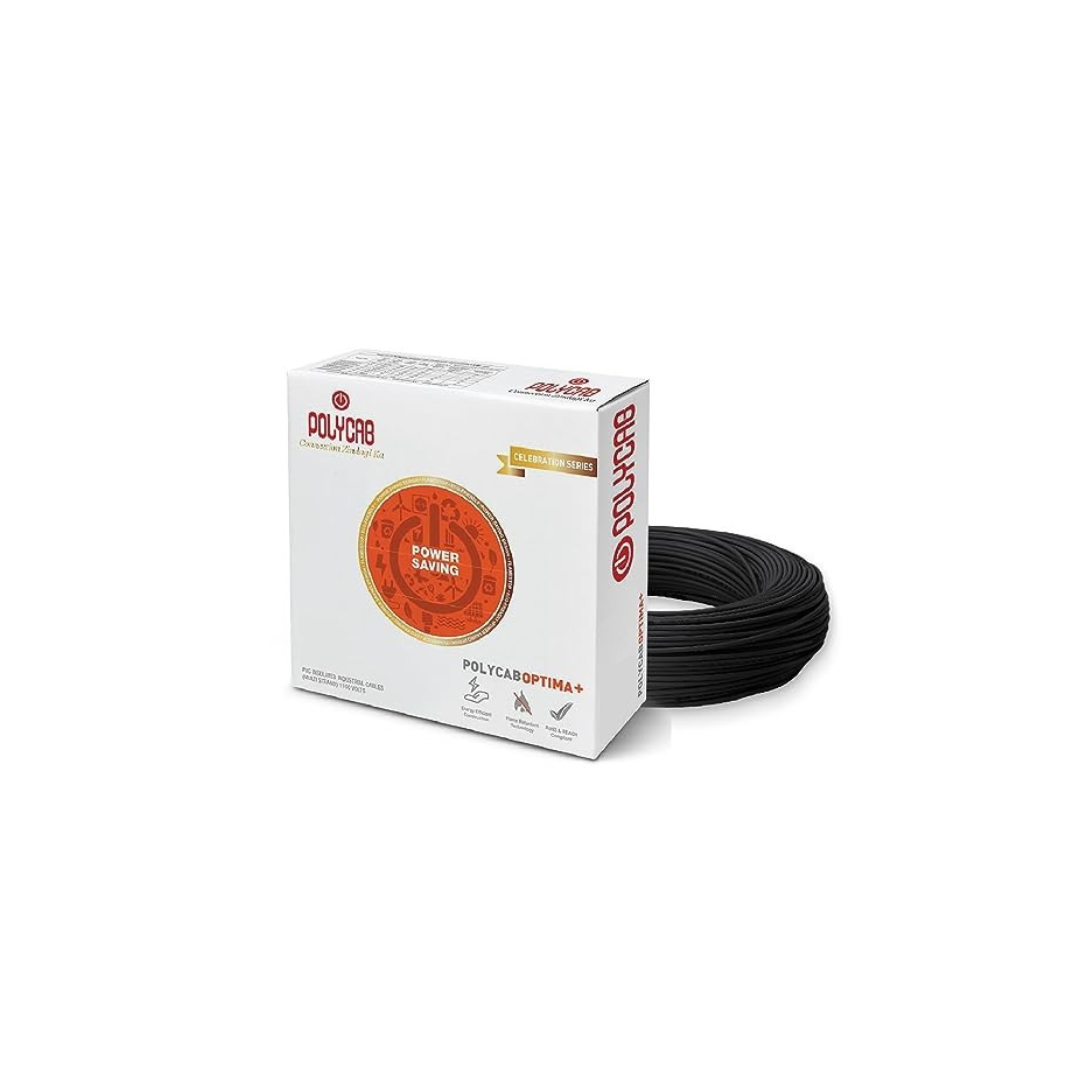 Polycab Optima Plus FR-LF 1.5 SQ-MM, 90 Meters PVC Insulated Copper Wire Single Core Flexible House Cable for Domestic & Industrial Connections Electric Wire (Black)