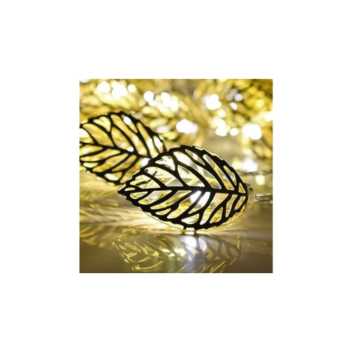 PESCA Golden Metal Leaf String Lights for Indoor Outdoor Decoration Diwali Light for Party Birthday Diwali Christmas Navratri Valentine Gift Home Decoration Light (4 Meter 25 LED, Warm White)