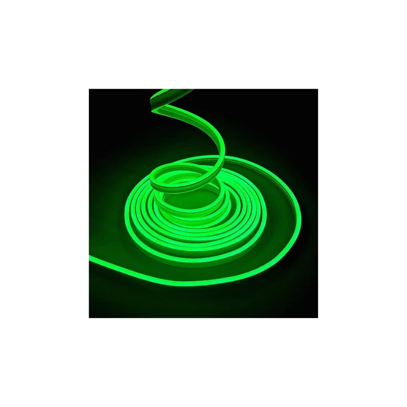 Gesto 16.4Feet Long with 12V Adaptor LED Neon Strip Rope Lights,Flat Silicone Neon Rope Light Flexible Cuttable String, IP65 Waterproof Neon LED Strips for Indoor Outdoor Decoration(Green)