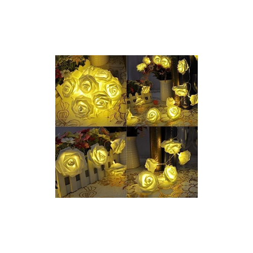 Lexton 28 Led Rose Shaped Flower Fairy String Lights Plug Sourced |for Indoor & Outdoor Decorations (Warm White, Pack of 1) (Lex-28Rose), Standard