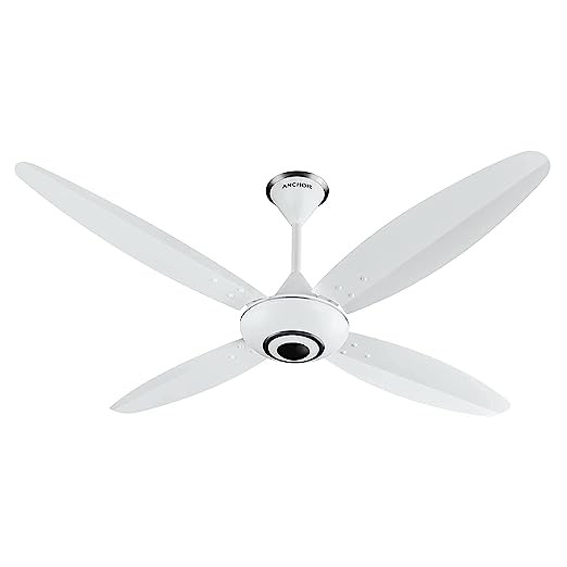 anchor by panasonic Eco Breeze High Speed Energy Efficient BLDC Ceiling Fan with Remote | 4 Blade Ceiling Fan | 5 Star Rated 1200mm (48 Inch) Ceiling Fan (2 Yrs Warranty) (Matt White, 14142MWH)