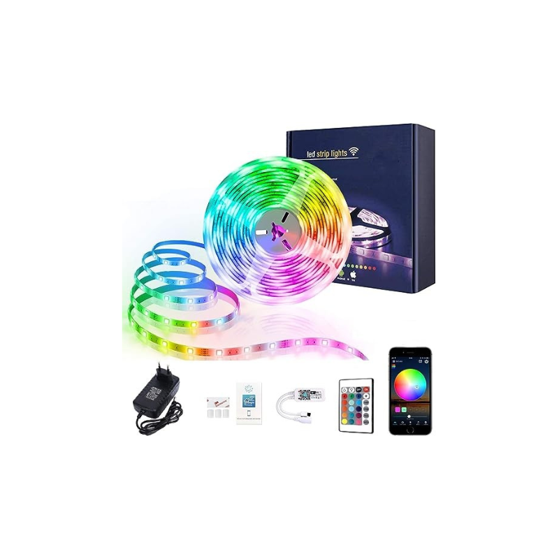 XERGY Led Strip Lights with Power Supply Color Changing 5050 RGB 300 LED's Rope Light Strips Kit for Bedroom, Home, DIY Decoration - 10 Meter (Smart Wi-Fi Control + IR Remote)