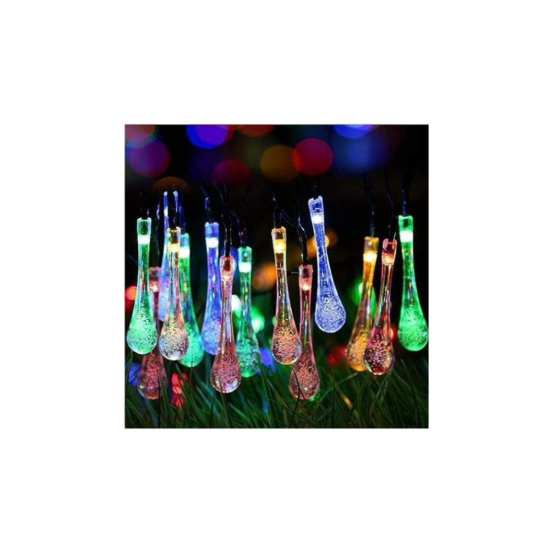 PESCA Waterdrop String Lights for Indoor Outdoor Decoration Diwali Light for Party Birthday Diwali Christmas Navratri Valentine Gift Home Decoration Light With 8 Flashing Modes (4 Meter 25 LED, Multic