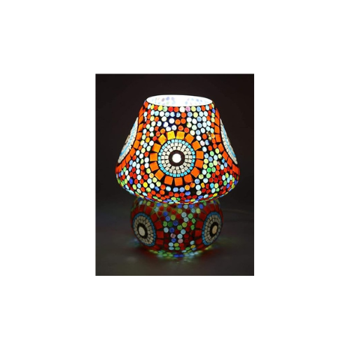 Lexton Handcrafted Mosaic Decorated White Glass Hanging Light | for Home Interior Decorations (Warm White, Pack of 1), Multicolor (Lex-glassLight)