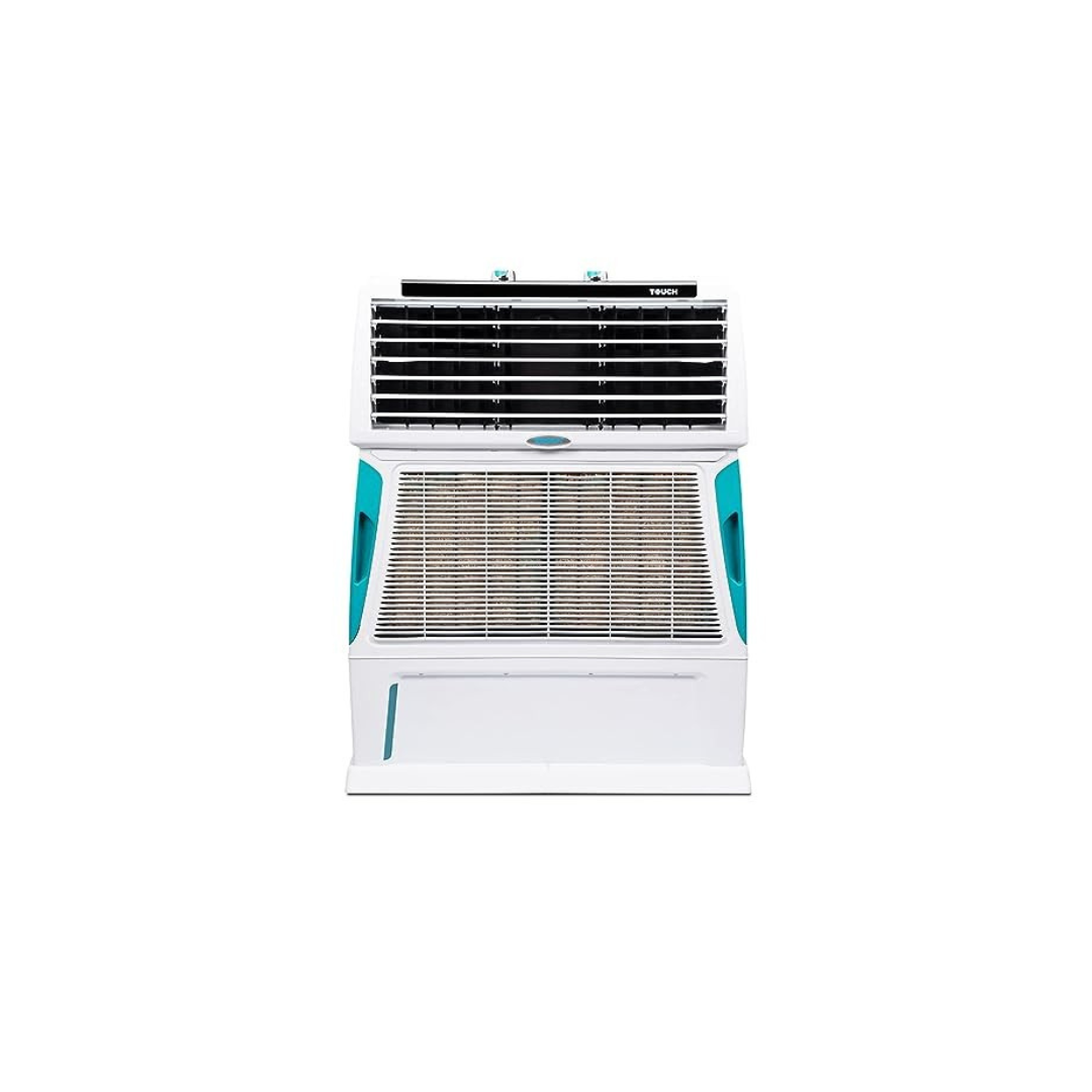 Symphony Touch 55 Personal Air Cooler For Home with 4-Side Aspen Pads, Powerful Double Blowers and Closable Louvers (55L, White)