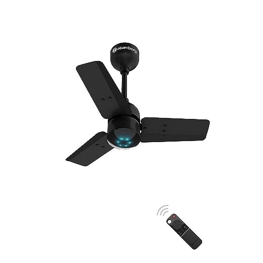 atomberg Renesa 600mm BLDC Motor 5 Star Rated Sleek Ceiling Fans with Remote Control | Upto 65% Energy Saving, High Air Delivery and LED Indicators | 2+1 Year Warranty (Matt Black)