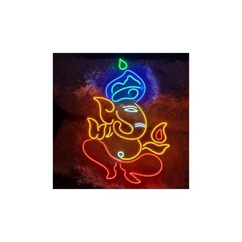 Ganesh Ji Neon Sign/Lights (18x24 inches) Neon LED Light, Decorative Light for Living Room, Glass Tube Lights Sign for Bedroom, Party, Restaurant,Shop