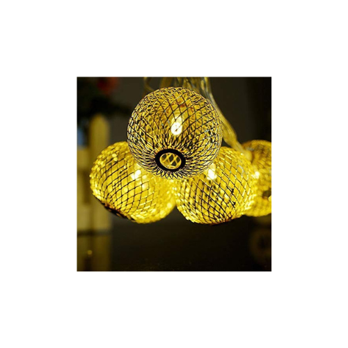 PESCA 16 Led Golden Metal Lantern Copper String Fairy Light - Warm White,Corded electric,Circular