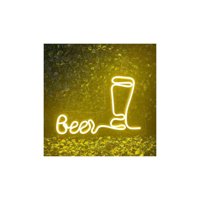 BUBBLE BEE WAFFLES & TEA Beer Glass Neon Sign (9x12 inches) for Bedroom, Living Room, Restaurant and bar Decorative Light for Room, Party and Bar Comes with Adaptor