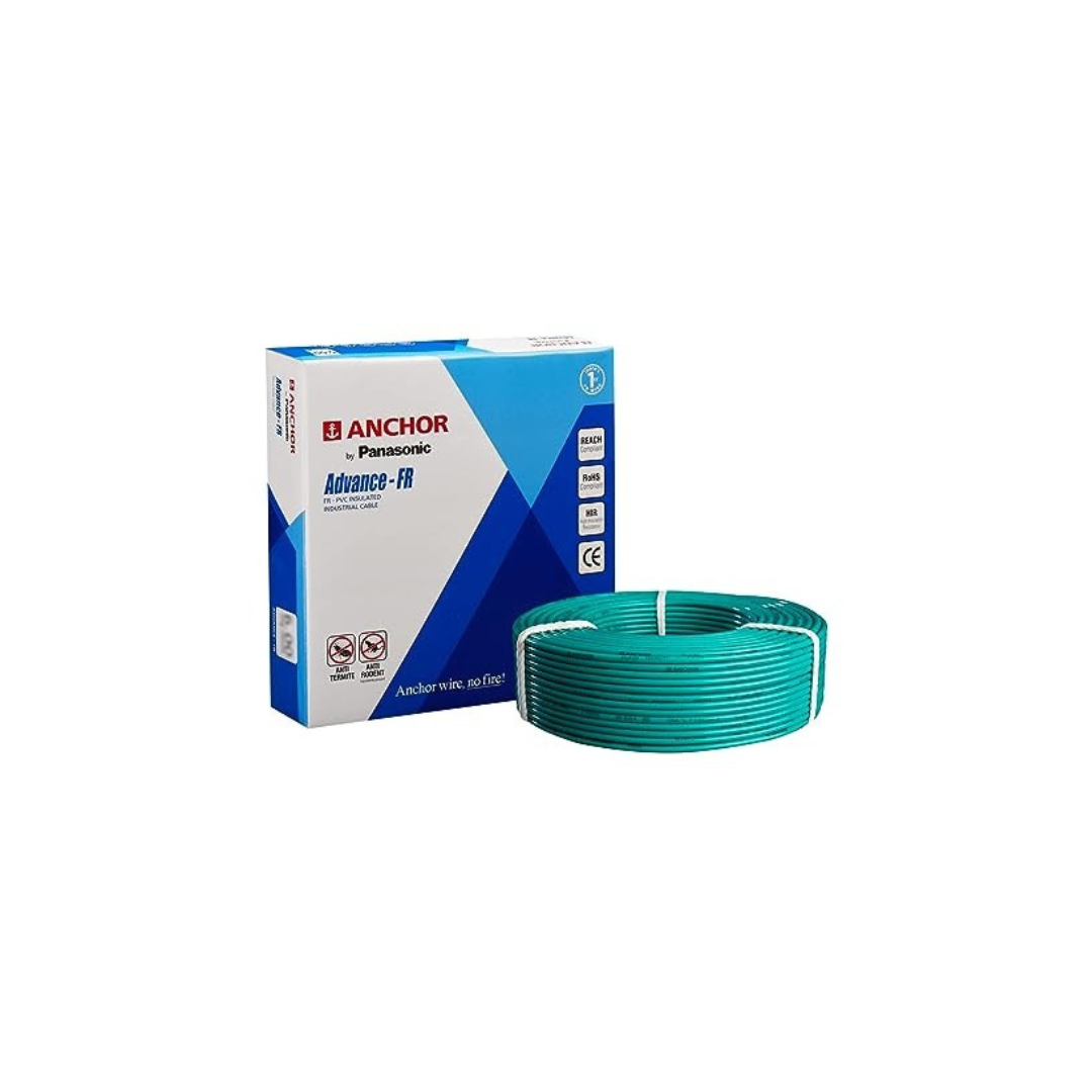 Anchor by Panasonic Advance Fire Retardant 2.5 Sq mm Electrical Wire | High Voltage 90 Meter Power Wire |  1100V Electrical Wire (Green)