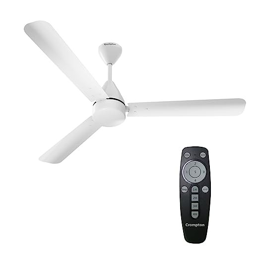 Crompton Energion Hyperjet 1200mm BLDC Ceiling Fan with Remote Control | High Air Delivery | Energy Saving | 3 Year Warranty | Opal White
